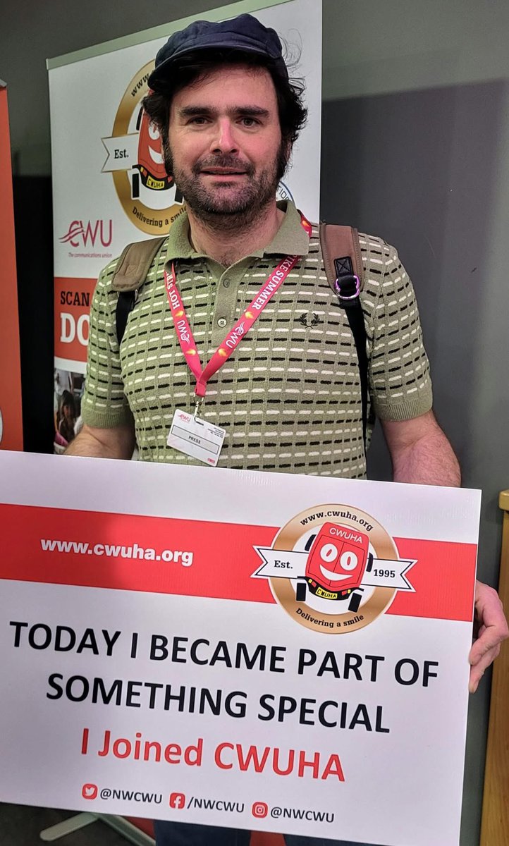cwuha's tweet photo. Not only has Matt done something incredibly special raising thousands of pounds for the CWUHA, he is also helping us to promote Branch &amp; Individual CWUHA membership affiliation 🤩

Please come to see us at the CWUHA stand to sign up and help us to #DeliverSmiles https://t.co/RQ9hAqvzYn