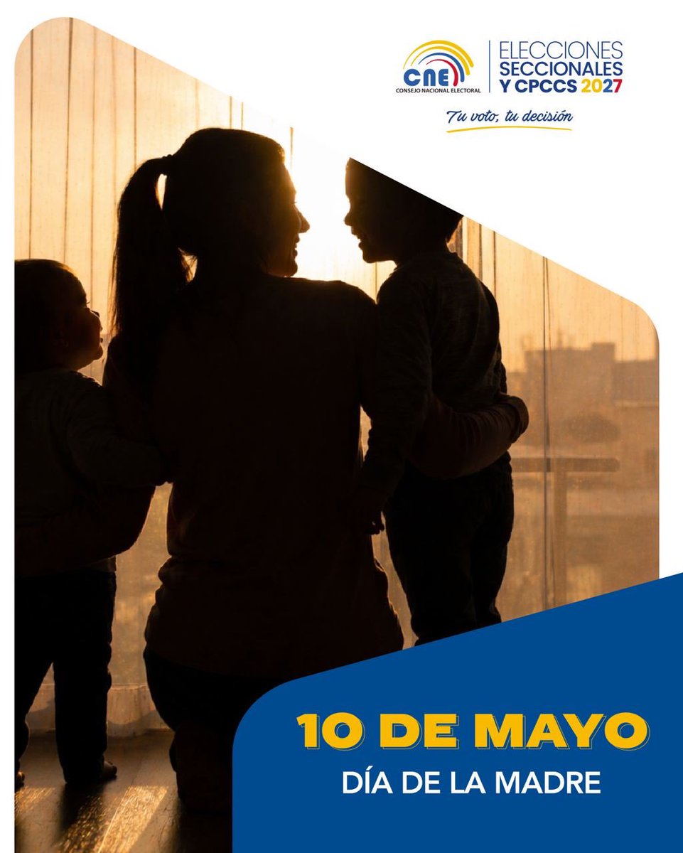 Saludos a todas las madres 🇪🇨. Reconocemos su invaluable aporte en la formación de valores, la construcción de una sociedad más justa y el fortalecimiento de la democracia desde casa.
Nuestra gratitud a quienes inspiran diariamente a nuestras familias.
¡Feliz Día de la Madre!
