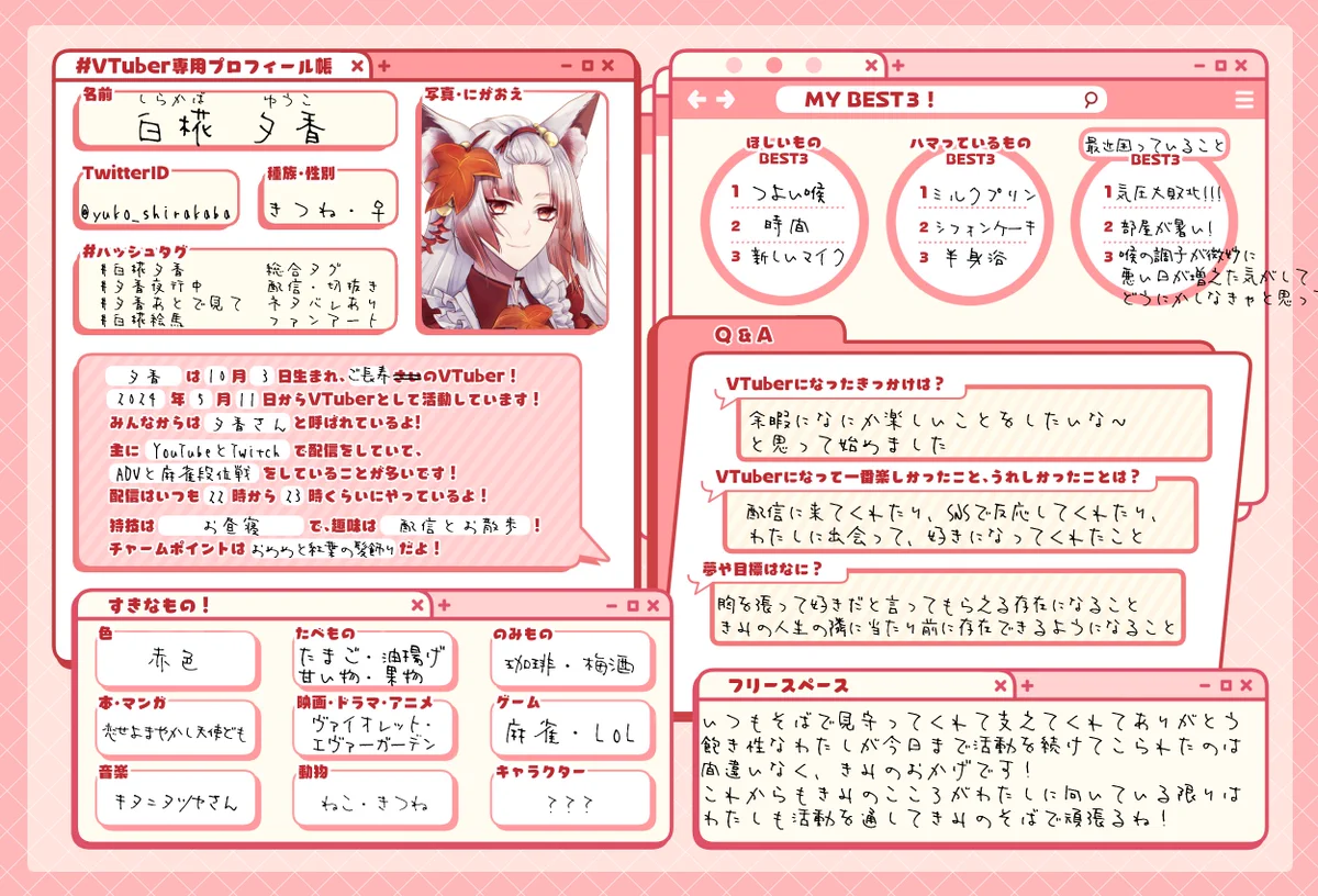 【専用】えー　プロフ確認　様 Vtuber専用プロフィール帳 - Search / X