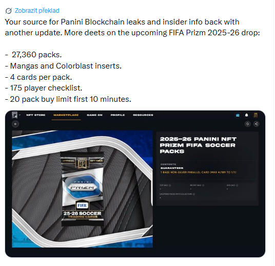 JanPavlicek2's tweet photo. @cincifan16 Hey, do you have some news about Soccer Prizm? You wrote about it in March... https://t.co/PfApZL7bp1