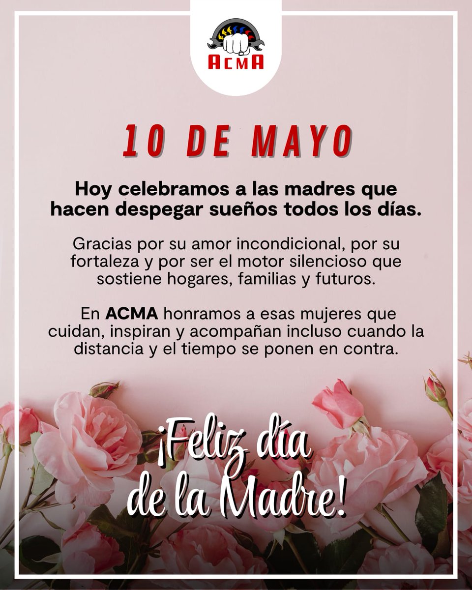 Acma_Col's tweet photo. "¡Feliz día a todas las madres de nuestra familia ACMA! A las que llenan de luz nuestros hogares y a las que viven por siempre en nuestro corazón. Las celebramos hoy y siempre con profundo amor, respeto y admiración." https://t.co/QnDLbiYeSh