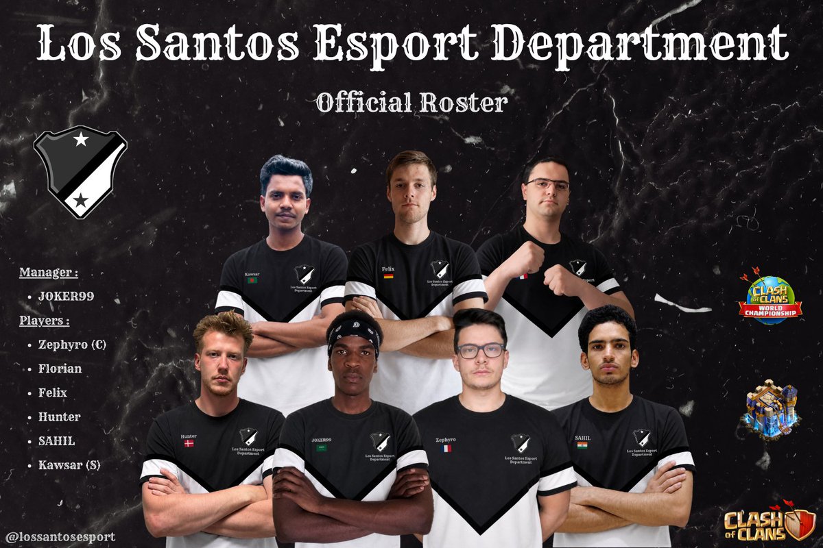 lossantosesport's tweet photo. We are back in the game !
We finally have our main team for the #WorldsQualifiers of 2026 :

🇸🇦 @Joker99kn (M)
🇫🇷 @zephyro_gaming (C)
🇫🇷 Florian
🇩🇪 Felix
🇩🇰 @COCHunterDK
🇮🇳 @neucrost
🇧🇩 Kawsar (S)

Follow us for more informations and news.
#CoCeSport #ClashOfClans #esport #worlds https://t.co/pnvf0jUxlo