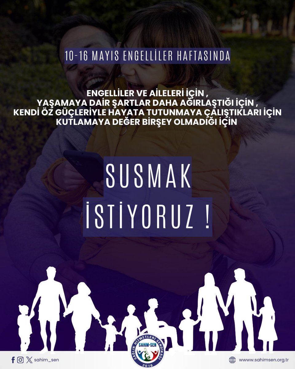Sahimsen_'s tweet photo. Kutlanacak bir şey olmadığı için, engellerin aşılmadığı her gün için SUSMAK İSTİYORUZ! 

​10-16 Mayıs Engelliler Haftası'nda, engelli bireylerin ve ailelerinin yaşadığı zorluklara dikkat çekiyor; göstermelik kutlamalar yerine gerçek çözümler talep ediyoruz. Yaşam şartlarını iyileştirmek lütuf değil, haktır.

#SahimSen #1016Mayıs #EngellilerHaftası #Farkındalık #Susmakİstiyoruz
