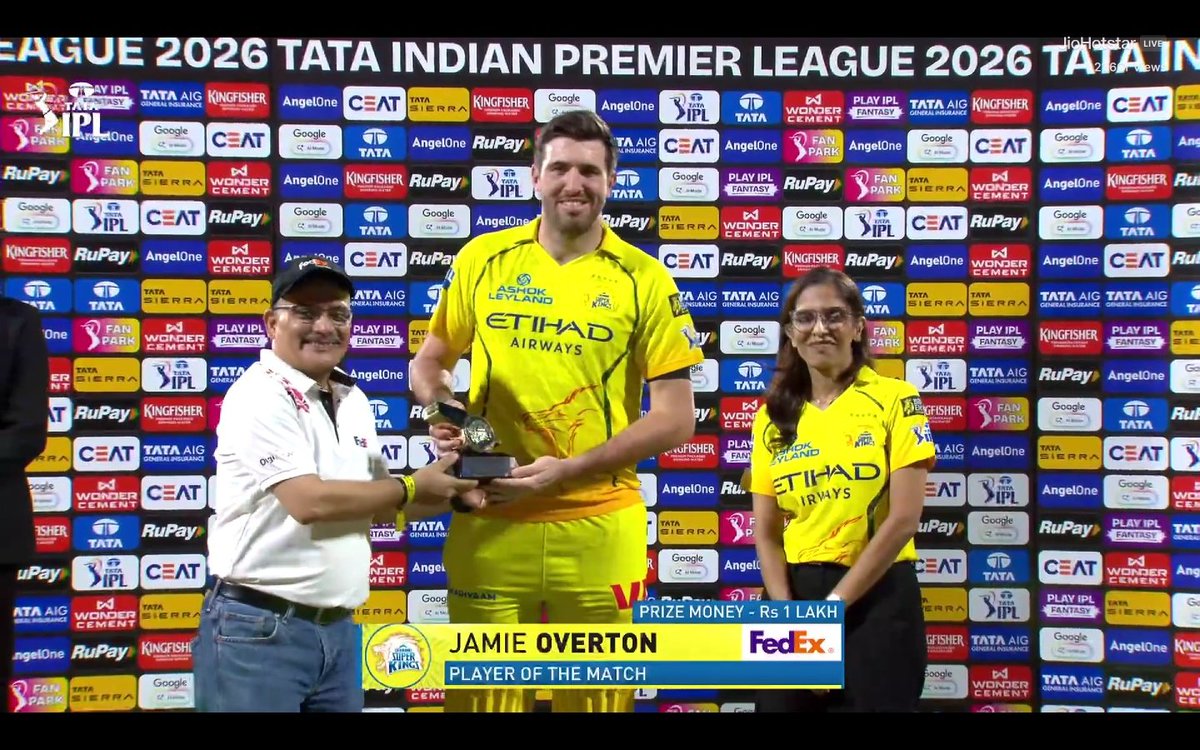 JAMIE OVERTON WON POTM vs LUCKNOW SUPER GIANTS 🏅💛