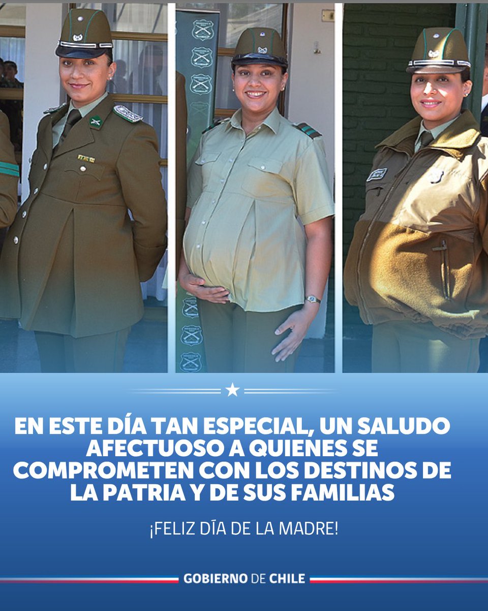 En este #DíaDeLaMadre saludamos especialmente a las mujeres de las fuerzas de orden y de la Subsecretaría de Seguridad Pública, que sirven al país y a sus familias. Desde 2012, Carabineros cuenta con uniforme maternal. ❤️🇨🇱