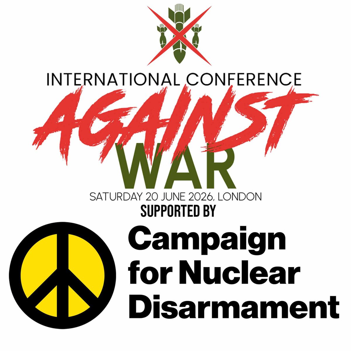 CNDuk's tweet photo. We're happy to support the upcoming International Peace Conference taking place in London this June and organised by @stwuk.  

This is a great opportunity to meet hundreds of peace campaigners from all over the world to discuss how we oppose militarism: https://t.co/HUmmHd2oGR https://t.co/dNdVnhhBl1