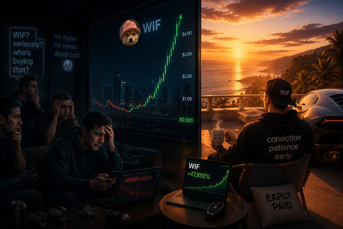 midtermsmemes26's tweet photo. someone bought $WIF at $0.001 nobody was talking about it no news. no hype. just a wallet and conviction that's what smart money looks like 👀#solana #memecoin #midterms26 https://t.co/kUdmacVJAw