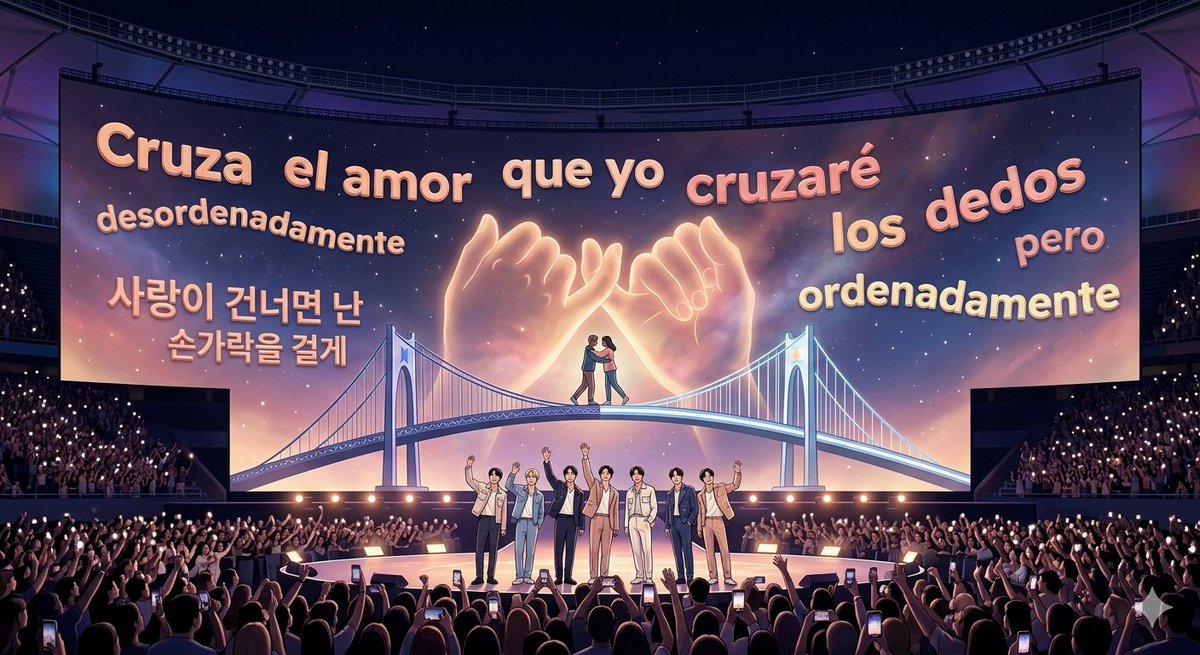 DaliaJCamera's tweet photo. Podemos sumarle varios posters (no pueden superar la medida de 1m×70cm) con la letra en español y coreano y juntar la mayor cantidad de firma p/imprimir junto con la canción e intentar dárselos cuando pasen x la pasarela de salida. Un póster algo así pero más argentino. https://t.co/LCnK8p9gAl