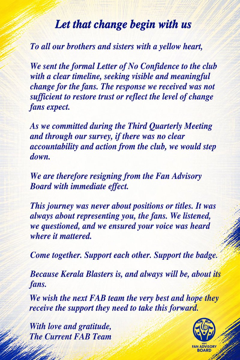 Fan Advisory Board | Kerala Blasters tweet media