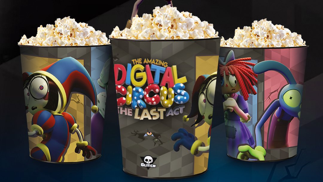 itsthebeavdino's tweet image. First look at #TheAmazingDigitalCircus: The Last Act collectible Popcorn Tins.

Coming to Cinemark and Cinepolis starting May 21.