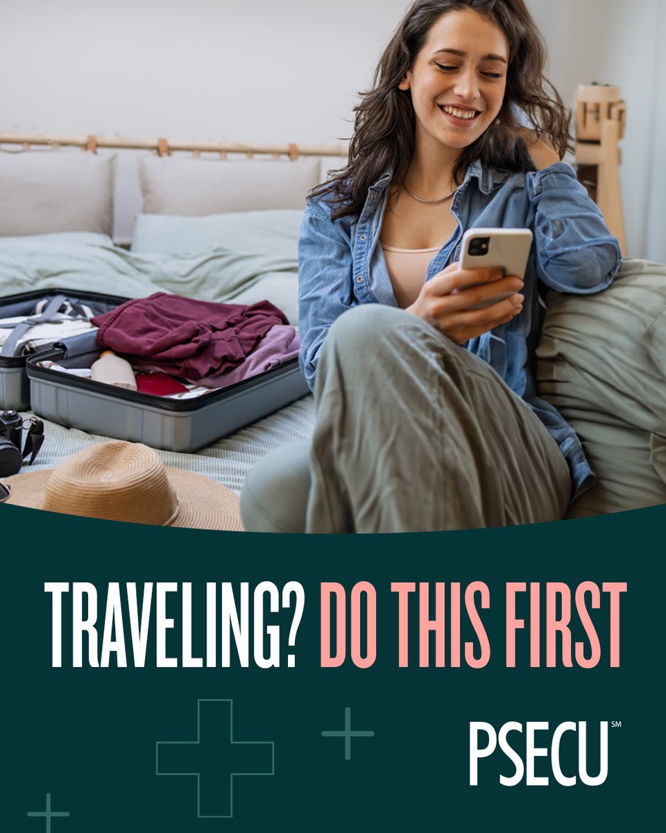 PSECU's tweet photo. Before you travel, enter your travel plans with us to ensure uninterrupted use of your PSECU cards. Learn more: https://t.co/U31RPjyvJ4 https://t.co/0ibmTIx2bi