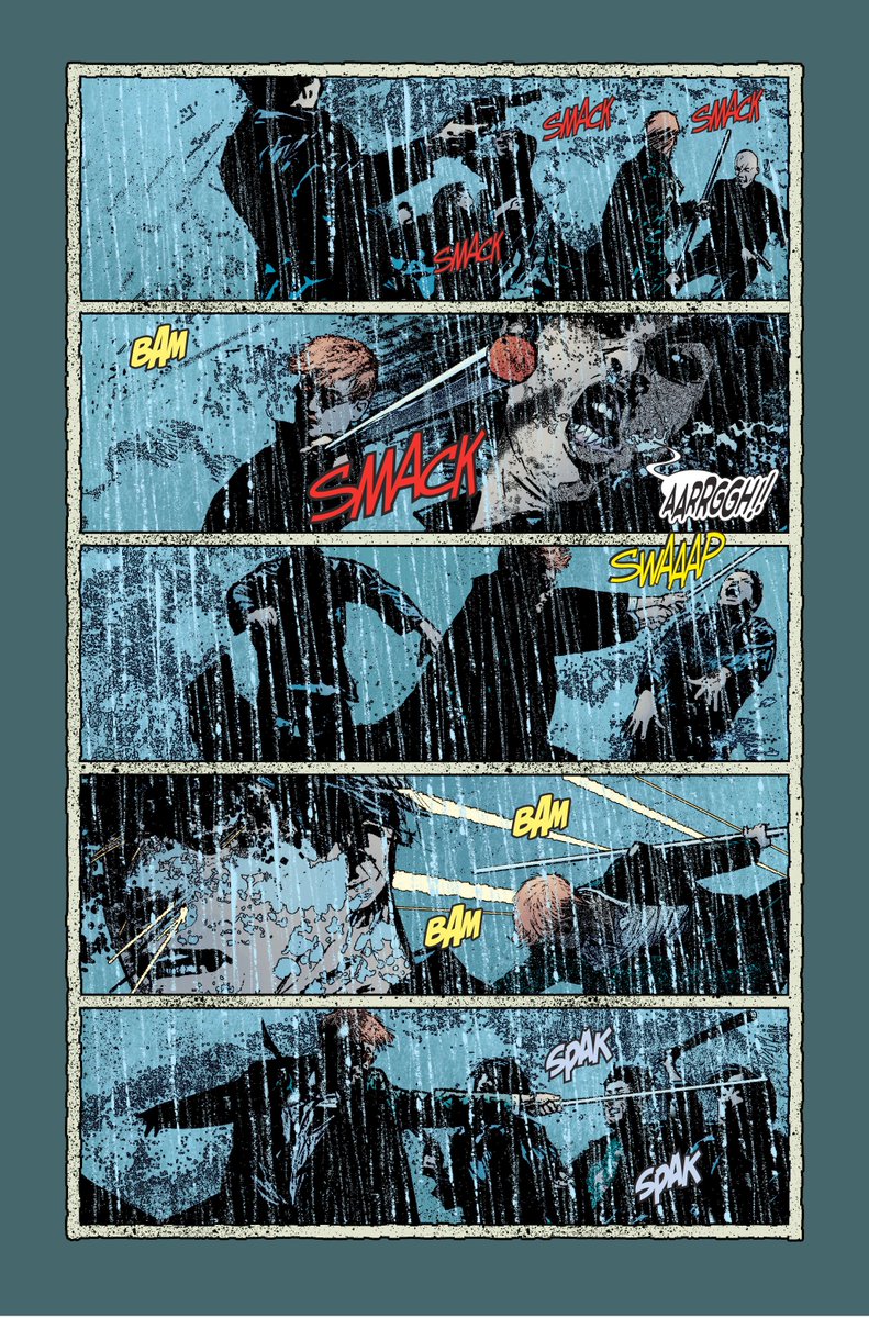 idkCedric's tweet photo. Daredevil taking on an army of Yakuza in the pouring rain is one of the hardest moments of Bendis' run. https://t.co/vTMrVXuZXm