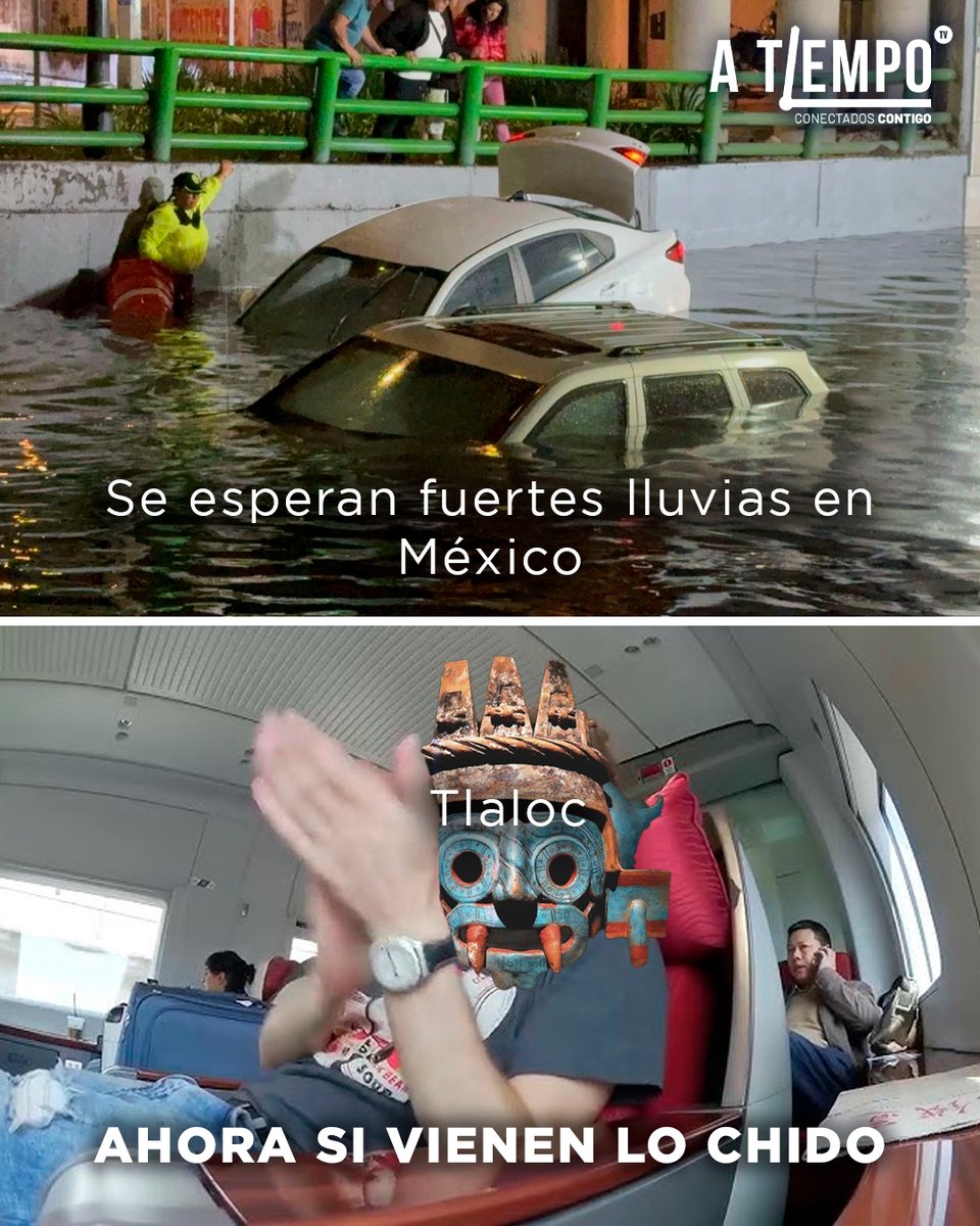 ATiempoTv's tweet image. 🚨 ¡Urgente! Tlaloc ya activó el modo destrucción. 😅

🌧️ ¡A sacar los paraguas (y las lanchas)! ☔️

#LluviasCDMX #Tlaloc #CDMX #Inundación