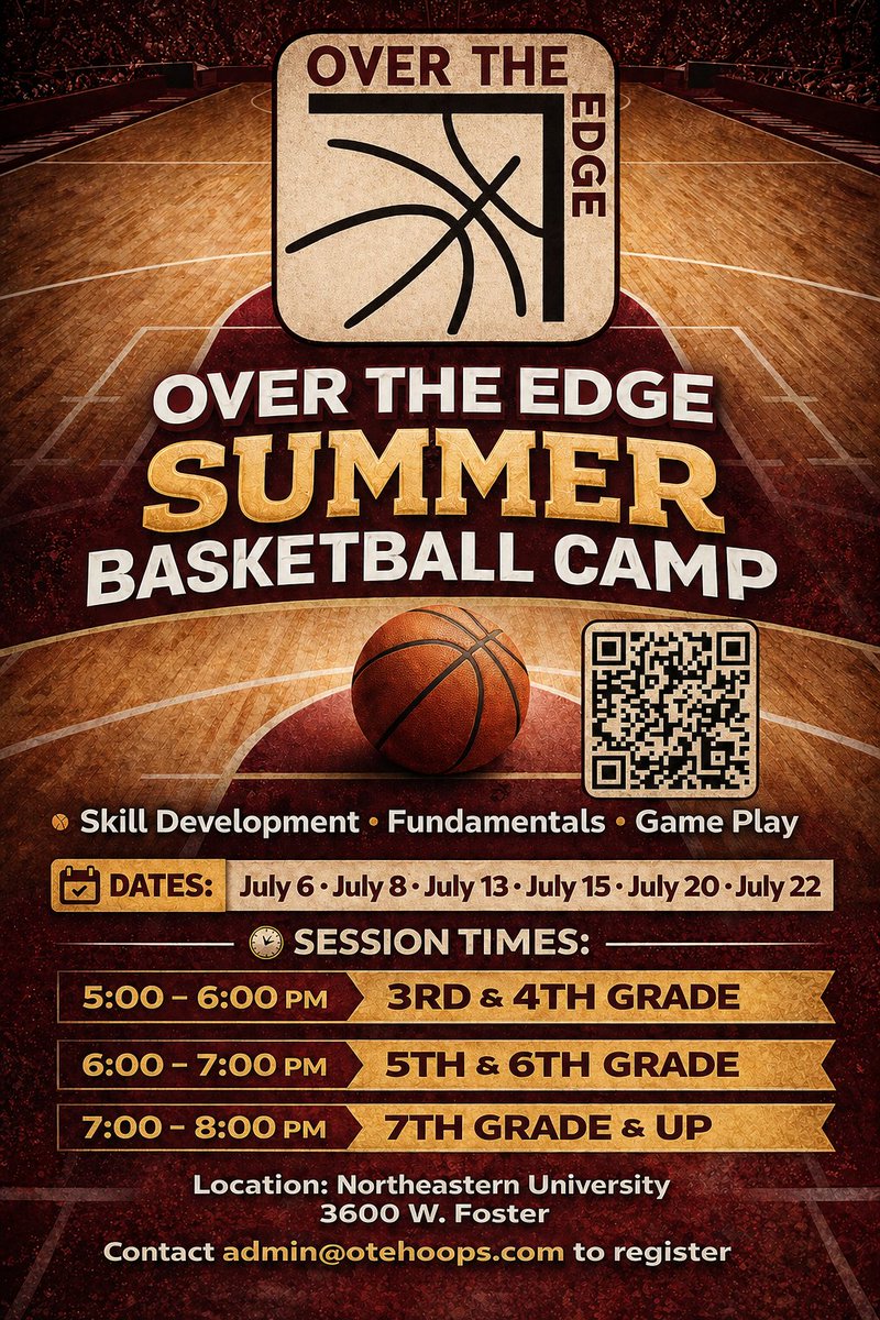 otehoops's tweet photo. Over The Edge Summer Basketball Camp Dates! ☀️🔥🏀

Register now using the QR code or on our website at https://t.co/Pt4x1g2II1 https://t.co/Q5nqn2cvZT
