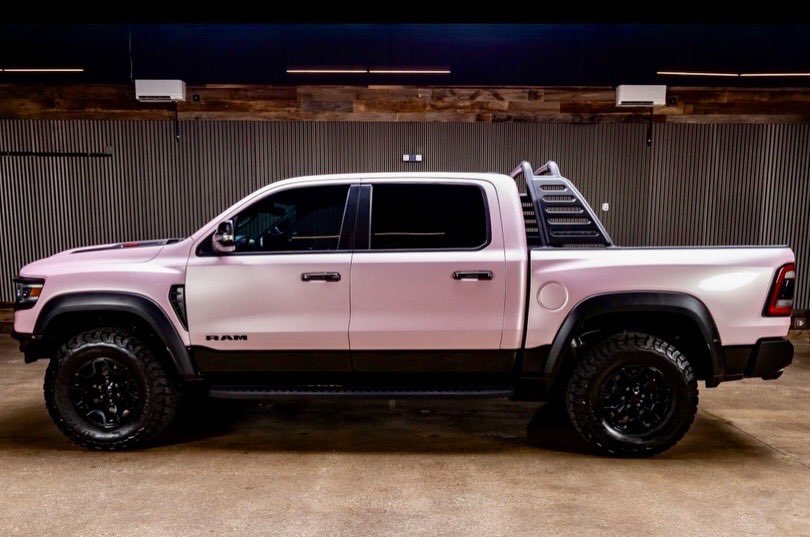 liftedtrucks's tweet image. Pretty in pink 💖🔥 2021 Ram #TRX featuring a 702 horsepower supercharged V8 and much more. Mean!! 
👊🏼💀🤙🏼 Stock TX09457. Asking $71,900. Price includes all upgrades. Call (833) 640-2740 or chat now at LiftedTrucks.com🎙️ Proud supporter of the American Cancer Society and