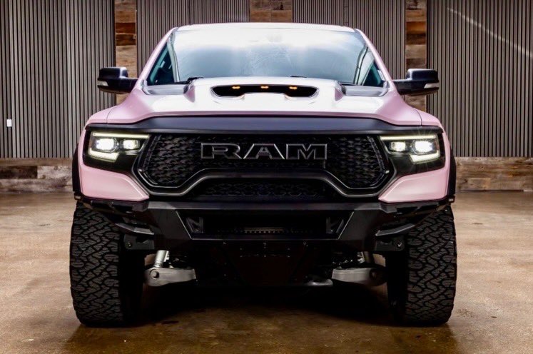 liftedtrucks's tweet image. Pretty in pink 💖🔥 2021 Ram #TRX featuring a 702 horsepower supercharged V8 and much more. Mean!! 
👊🏼💀🤙🏼 Stock TX09457. Asking $71,900. Price includes all upgrades. Call (833) 640-2740 or chat now at LiftedTrucks.com🎙️ Proud supporter of the American Cancer Society and