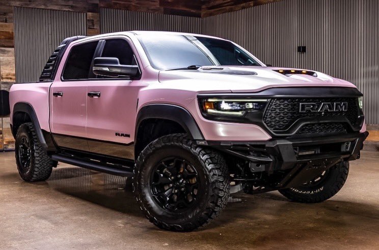 liftedtrucks's tweet image. Pretty in pink 💖🔥 2021 Ram #TRX featuring a 702 horsepower supercharged V8 and much more. Mean!! 
👊🏼💀🤙🏼 Stock TX09457. Asking $71,900. Price includes all upgrades. Call (833) 640-2740 or chat now at LiftedTrucks.com🎙️ Proud supporter of the American Cancer Society and