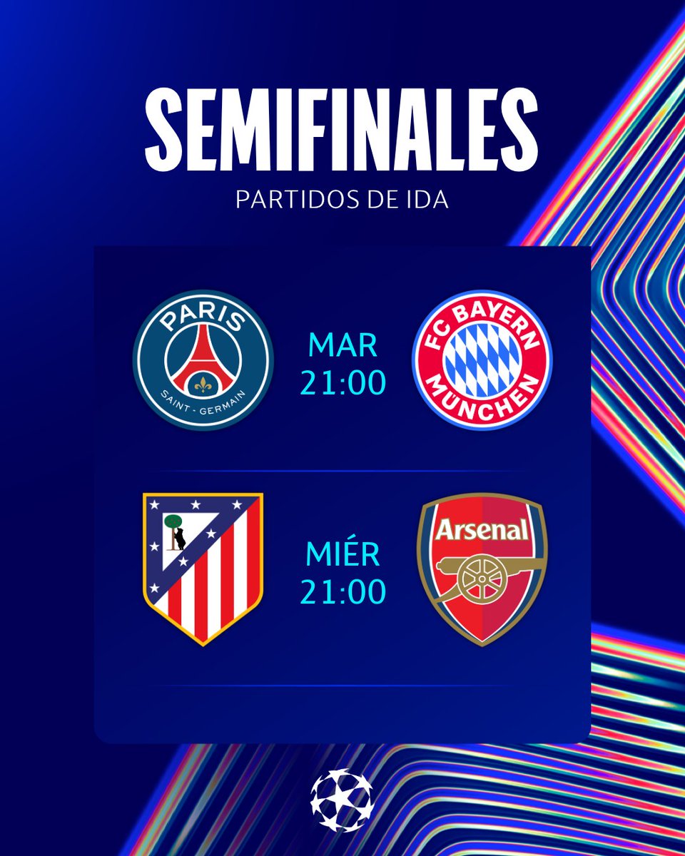 Esta es la Programación de los encuentros de Ida, por la Semifinal en la #UEFAChampionsLeague 2025-26.

El horario para Colombia 🇨🇴 es a las 2:00PM.
#ElCorrilloDeMao #UCL #FutbolInternacional
