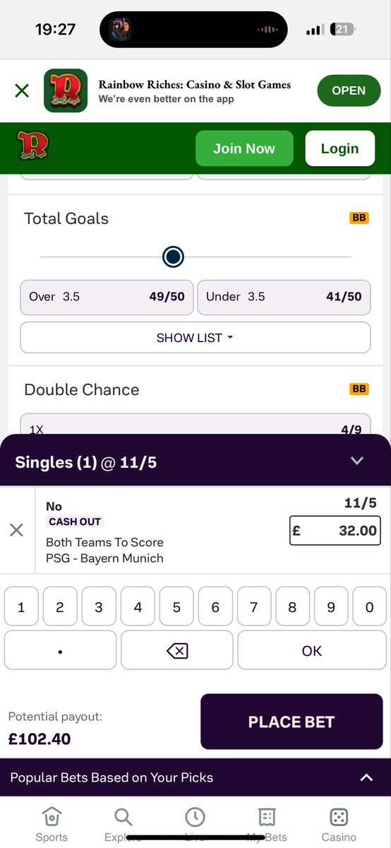 ArbitrageHub1's tweet photo. How I made £18 in 30 seconds (no risk arb)

Bet one: Both teams to score No £32

Bet Two: Both teams to score Yes £50

£82 staked returns £100 or £102 🔥🔥

I post 10+ of these daily in the free group

#Championsleague 
#Bayern
#PSG
#BettingTip
#Football https://t.co/v5XDODW6z2