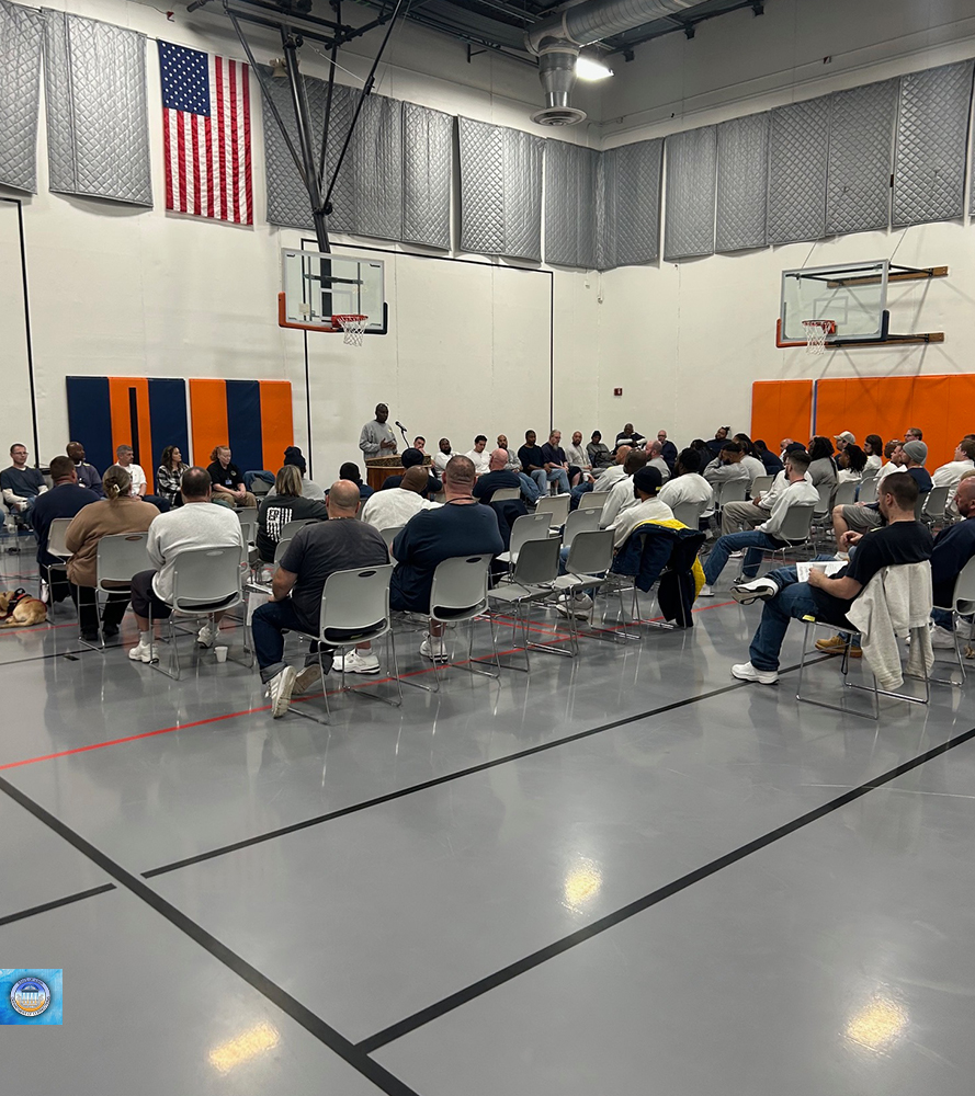 IowaCorrections's tweet photo. Project Reality recently visited FDCF to deliver a powerful and impactful presentation to incarcerated individuals in the gym.

#IDOC https://t.co/lKXXLWGTD2