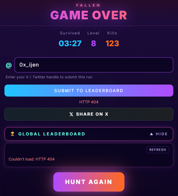CryptoRecby's tweet photo. @MLevockin @the10kSquad @buildanythingso @Replit When i try to submit the leaderboard it gives me https://t.co/PSGyQjIDk3