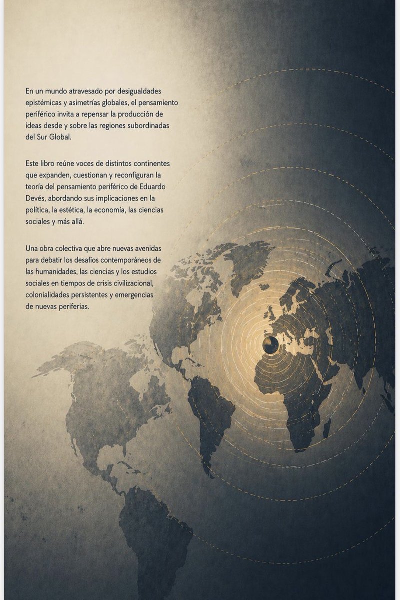 ClaudioColomaRI's tweet photo. Muy pronto. Nuevo libro sobre Pensamiento Periférico. Colaboran Eduardo Deves, Raewyn Connell, Anthony Shaker, Fabricio Pereira y Carimo Mohomed. Open Access https://t.co/7S70PedasT