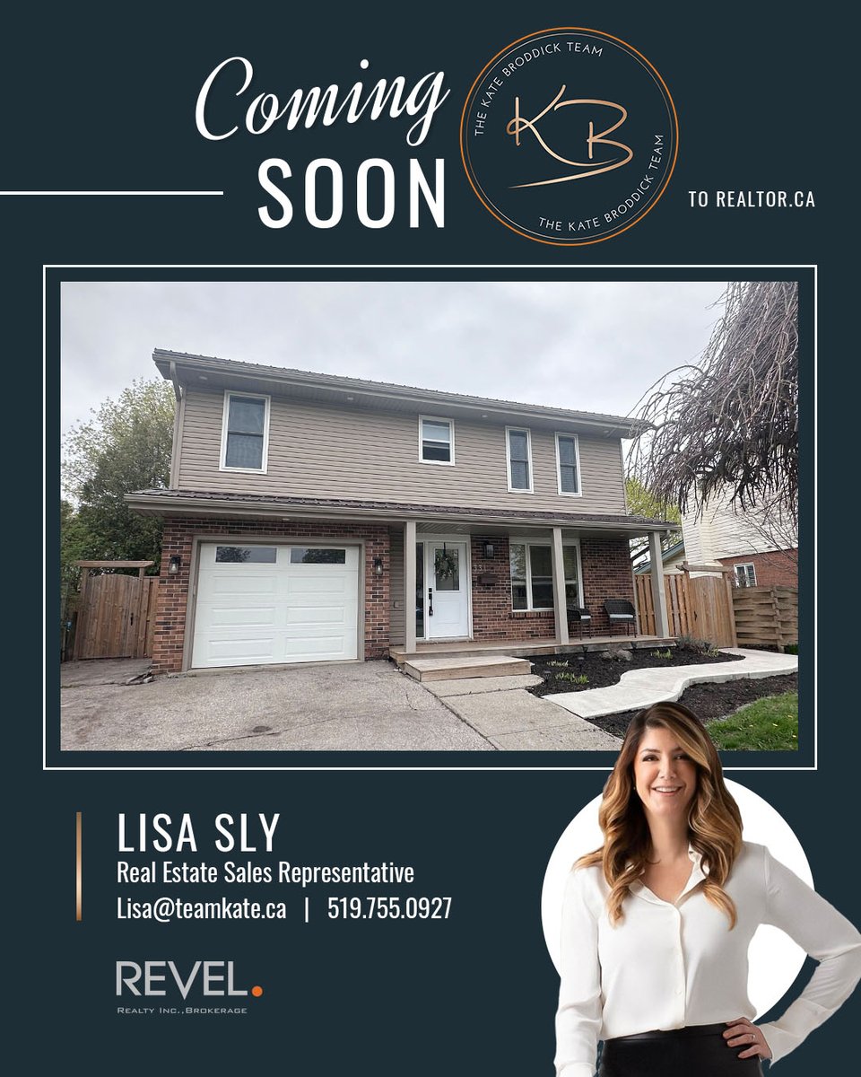 TeamKateAgents's tweet image. #ComingSoon to Realtor.ca! On Fri, May 1st, #AgentLisa has 331 Brantwood Park Road hitting the market - a 5-level split with 3 bedrooms, 3.5 bathrooms. Contact Lisa Sly for more details! #RealEstate 

Revel Realty Inc. - The Kate Broddick Team
Lisa Sly - Sales Rep