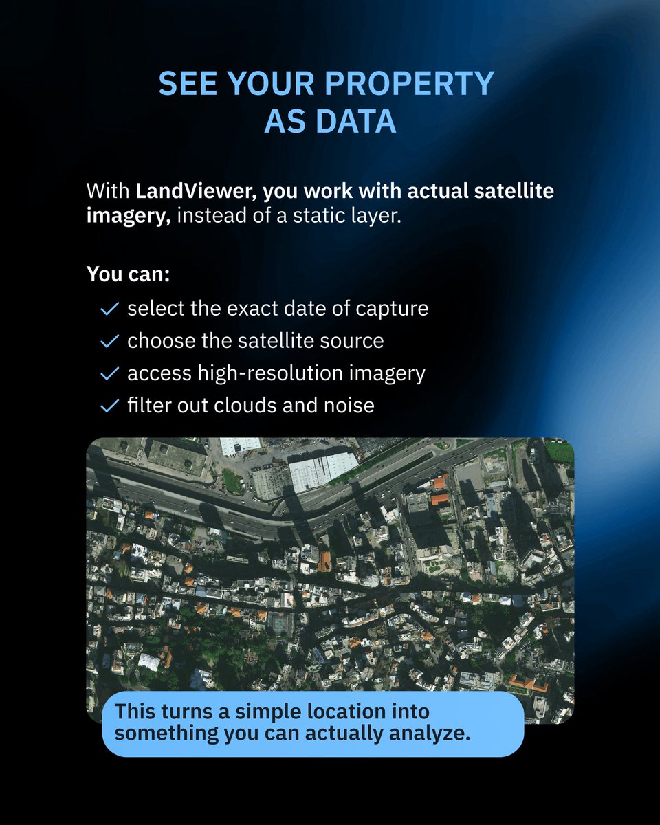 EOSDALandViewer's tweet photo. Satellite images turn a location into data.

With @EOSDALandViewer , you don’t just see a place — you analyze it.

You choose the date, source, and level of detail. And with satellite archives,
you can verify what actually existed on a location before. https://t.co/fzaDrWV0u9
