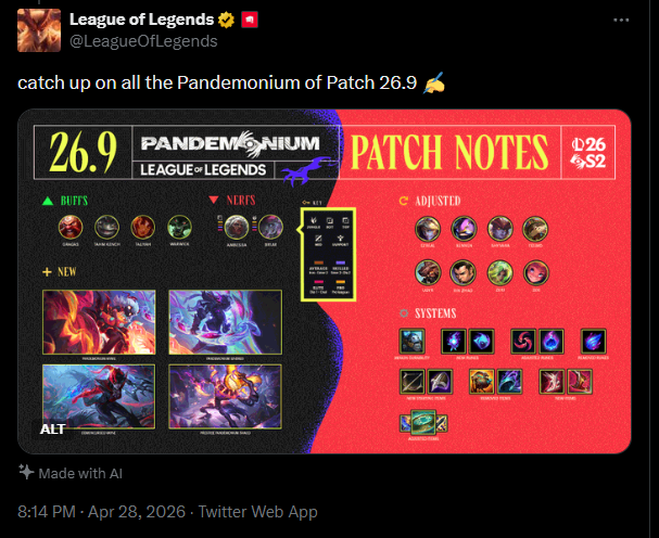 _CathyQT's tweet photo. @not_josue514 @Noskillnokill1 ? I mean I don't know what parts were made with AI, but Udyr and statikk shiv icon being old ones is kinda awkward. And yes, you can see the 'Made with AI' mark below https://t.co/fnA90oKJyG