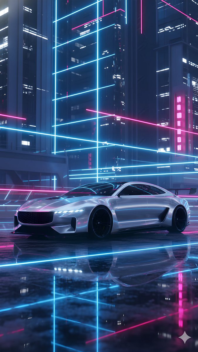 MusicTechAlex's tweet image. A silver-colored #luxury #sportscar with neon lights. I'm going to use the image in one of my music videos. I generated it with #ChatGPT. I increased the resolution of the image to FHD resolution in the #StabilityMatrix framework with the #StableDiffusion WebUI AI. #MusicTechAlex