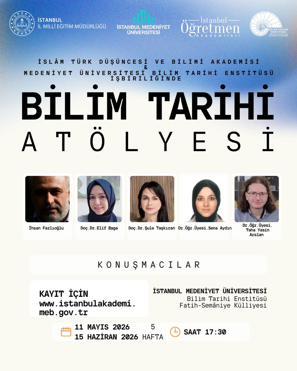 Ist_Akademiler's tweet photo. Bilim Tarihi Atölyesi. 
Medeniyet Üniversitesi Bilim Tarihi Enstitüsü işbirliğinde 5 haftalık Bilim Tarihi Atölyesi için başvurular başlamıştır. Detaylı bilgi ve başvuru için; 

https://t.co/BfPUlXpavK https://t.co/XnaGGLUB5N
