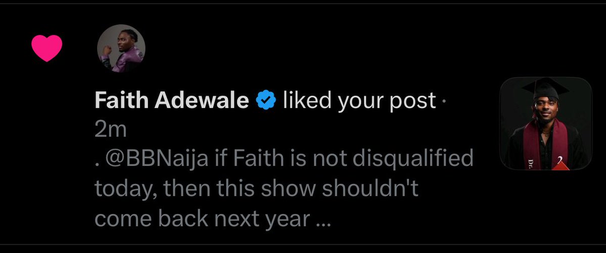 Why is Faith liking my disqualification tweet about him today?? 

This guy 😂✍️