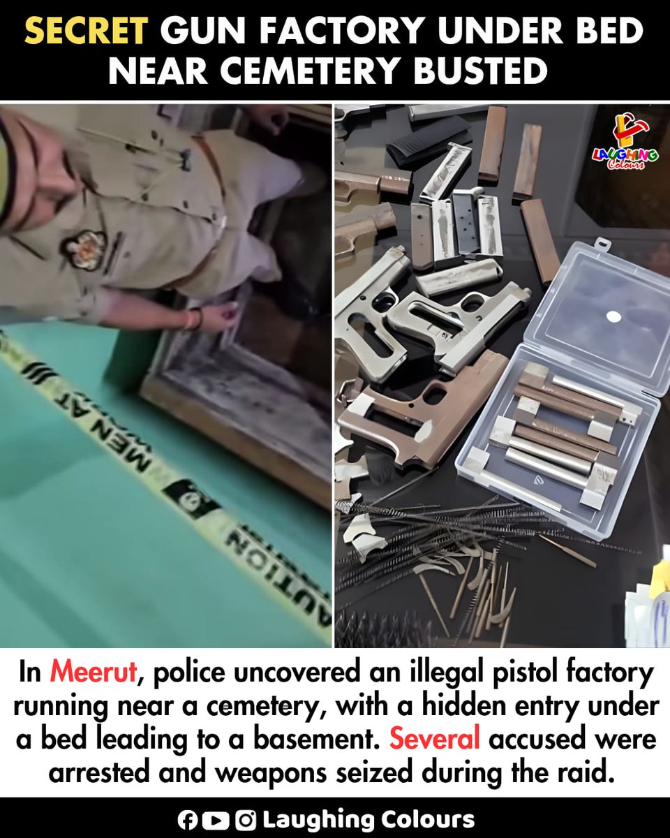 LaughingColours's tweet image. Illegal gun factory busted in Meerut 🚨

#Meerut #CrimeNews #Police #BreakingNews
