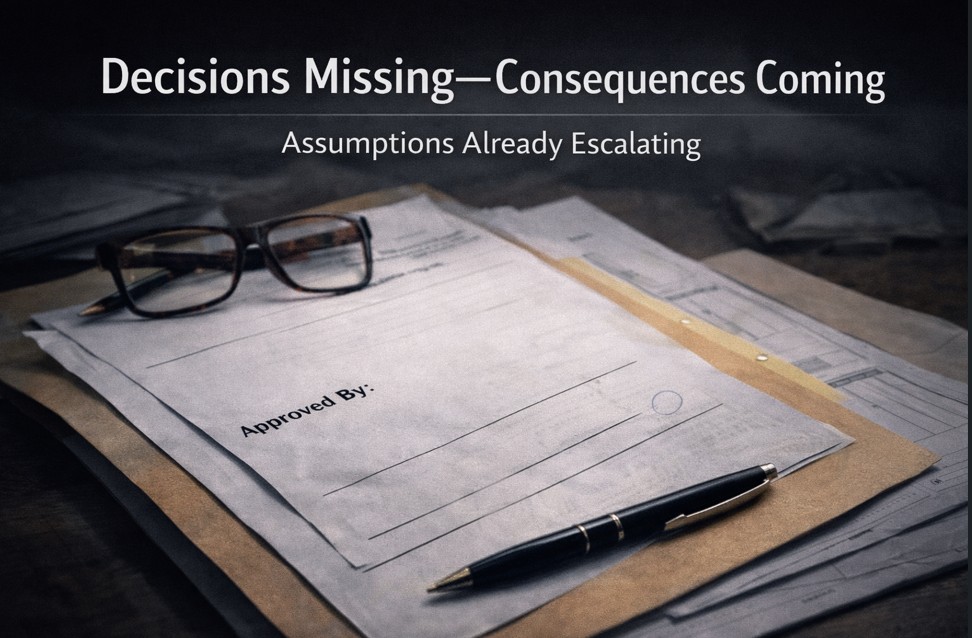 OwnersRepNY's tweet photo. Most capital projects don’t have execution problems.
They have decision problems.

Everything looks structured—until you ask:
Who owns the decisions guiding the work?

If no one does, the project will still make them—just invisibly.

Where do your projects actually force decisions?

👉 https://t.co/NTOkmRMTGr