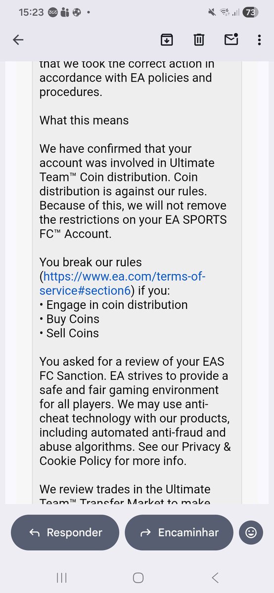 Kadu___'s tweet photo. @Rickth21 Fui banido ontem, pedi revisão e estão dizendo agora que faço transferência de coins ou vendo. Nunca fiz nenhuma venda. Na verdade compro barato e vendo caro. Tenho 5M de coins acumulados em  8 meses. Último fim de semana abri 1M em packs da loja com meu filho. Absurdo. https://t.co/3mfdIx6ghj