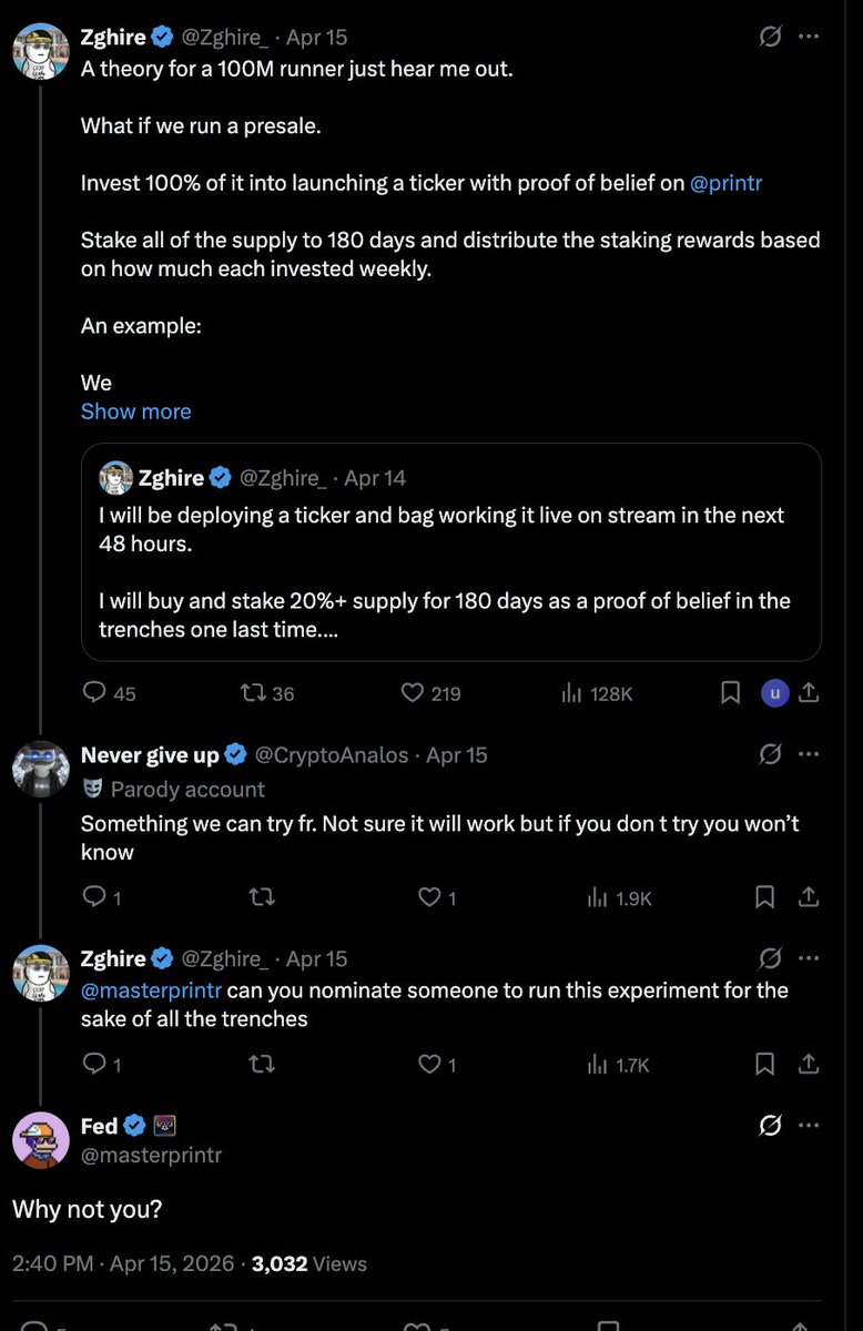 Someone tell <a href="/masterprintr/">Fed</a>  to stop being a reply guy - this is just a speedrun of draining money from the trenches