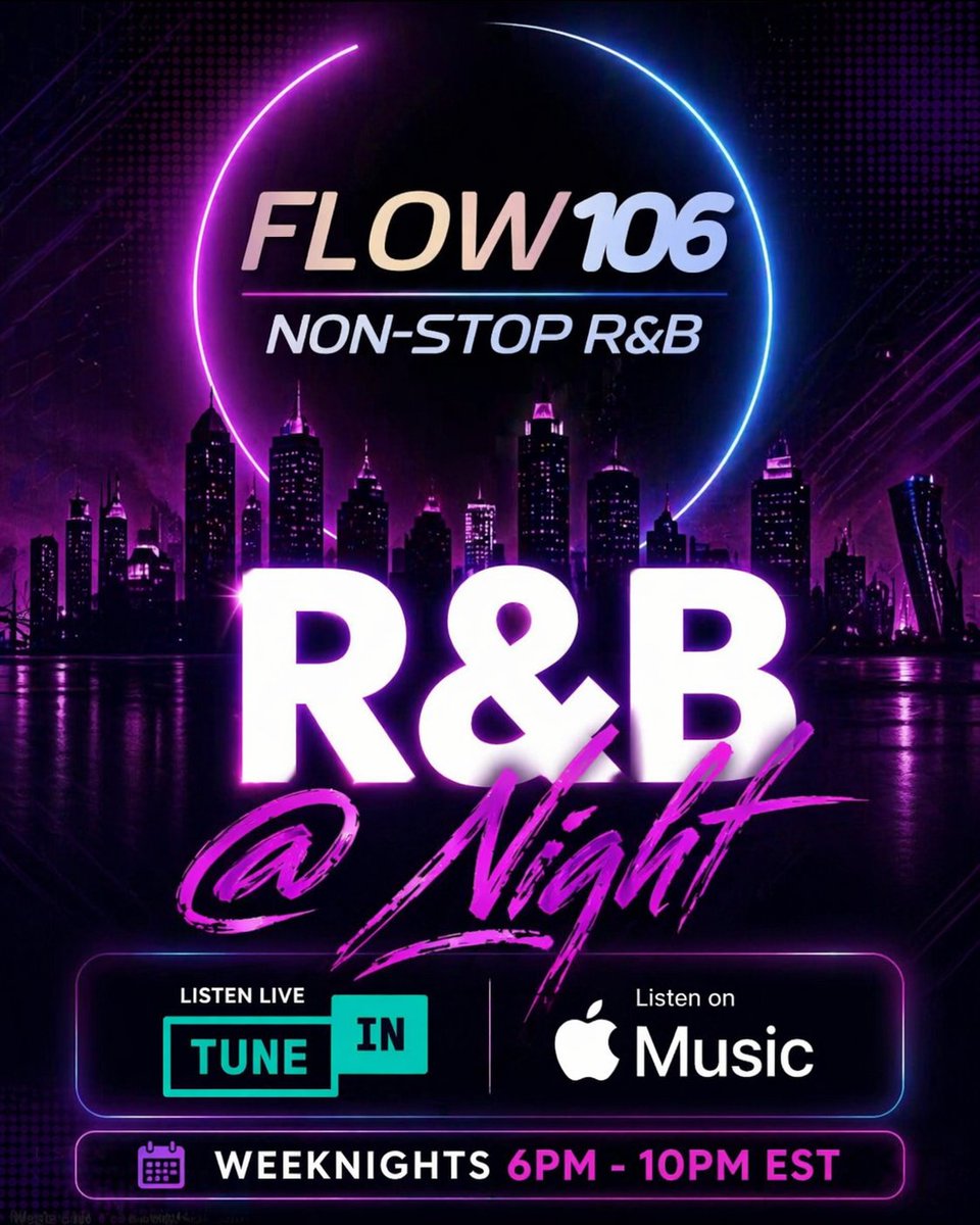 Flow106FM's tweet photo. Montreal's R&amp;B @ Night, the perfect destination for non-stop R&amp;B!

Monday - Friday 6 PM - 10 AM EST

Listen: Apply Music, Tunein App (Link in Bio)

#Rnb #RnBMusic #Montreal https://t.co/25zhjDCtf4