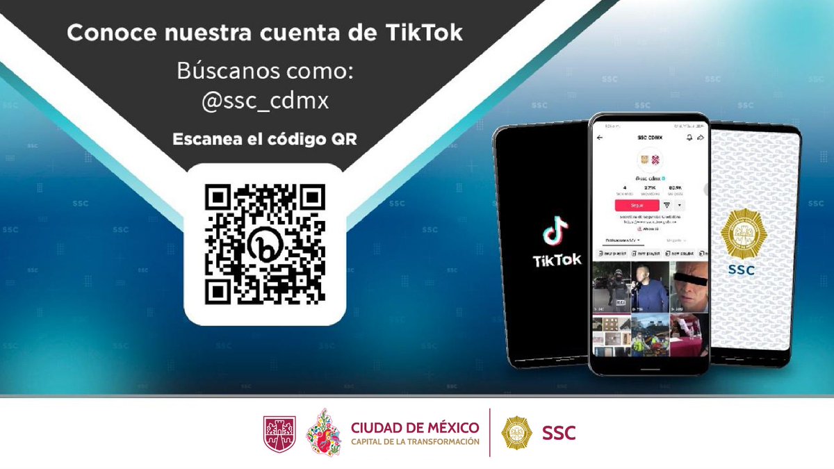 SSC_CDMX's tweet image. #SSC | 🚨 Conoce nuestra cuenta oficial de #TikTok, donde podrás encontrar videos de las acciones y actividades más relevantes en materia de seguridad. ¡Síguenos 👉🏼 bit.ly/34nxm7r! #CiudadSegura