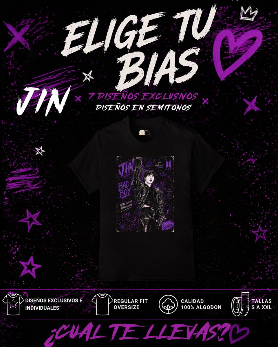 minkariang's tweet photo. Holaa Army 💜
Les muestro mi nueva Bad Boy Collection BTS 🔥
Camisetas negras estilo bad boy con cada miembro en morado.
¿Cuál bias se llevan primero? Comenten 👀
Esto y más en https://t.co/RcFbrHDEoX
#bts #btsarmy #btsmerch #btschile #rm #jin #suga #jhope #v #jk https://t.co/lWWwrMZfa6