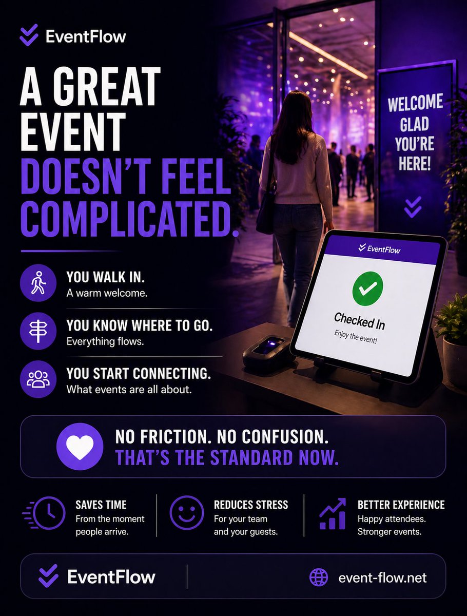 SamTalarico6's tweet image. A great event doesn’t feel complicated.

It feels effortless.

You walk in.  
You know where to go.  
You start connecting.  

No friction.  
No confusion.  

That’s the standard now.

event-flow.net

#EventPlanning #EventTech #Base44