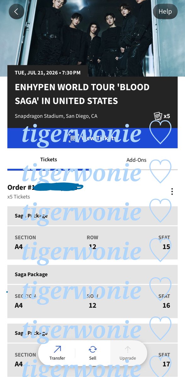 tigerwonie's tweet photo. wts 4x enhypen blood saga vip2 tix for san diego 7/21
• FV - price negotiable!
• section a4, row 12
• will accept zelle, pp f&amp;f, pp g&amp;s if buyer covers fees
• able to ft more proof/during transaction
• i’ll be at the show too to help you get the vip2 benefits if needed ♡ https://t.co/xQwdOcJcoQ