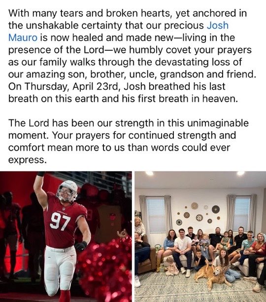 MLFootball's tweet image. 🚨🚨HEARTBREAKING NEWS🚨🚨

Former #NFL defensive end Josh Mauro has sadly passed away at 35 years old, his family announced.

Mauro played eight seasons for the #Cardinals, #Giants, #Raiders, and #Jaguars.

Josh had 130 tackles and 5 sacks during his career.

Rest in peace 🙏🕊️