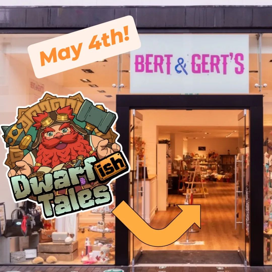DwarfishTales's tweet photo. We promised exciting news!

From May 4th 2026 Dwarfish Tales is combining forces with Bert &amp; Gert's in Sutton Coldfield to stock all the things you need for an old fashioned night of Board, Card or Tabletop Roleplaying games 🎲

https://t.co/lDfl5EVPj8 https://t.co/T41iL4ytib