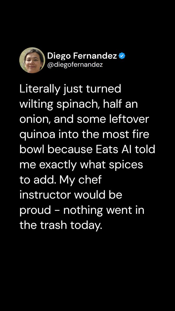 OfficialEatsAI's tweet image. When the app saves your ingredients AND your grade 👨‍🍳 #EatsAI #ChefLife #ZeroWaste