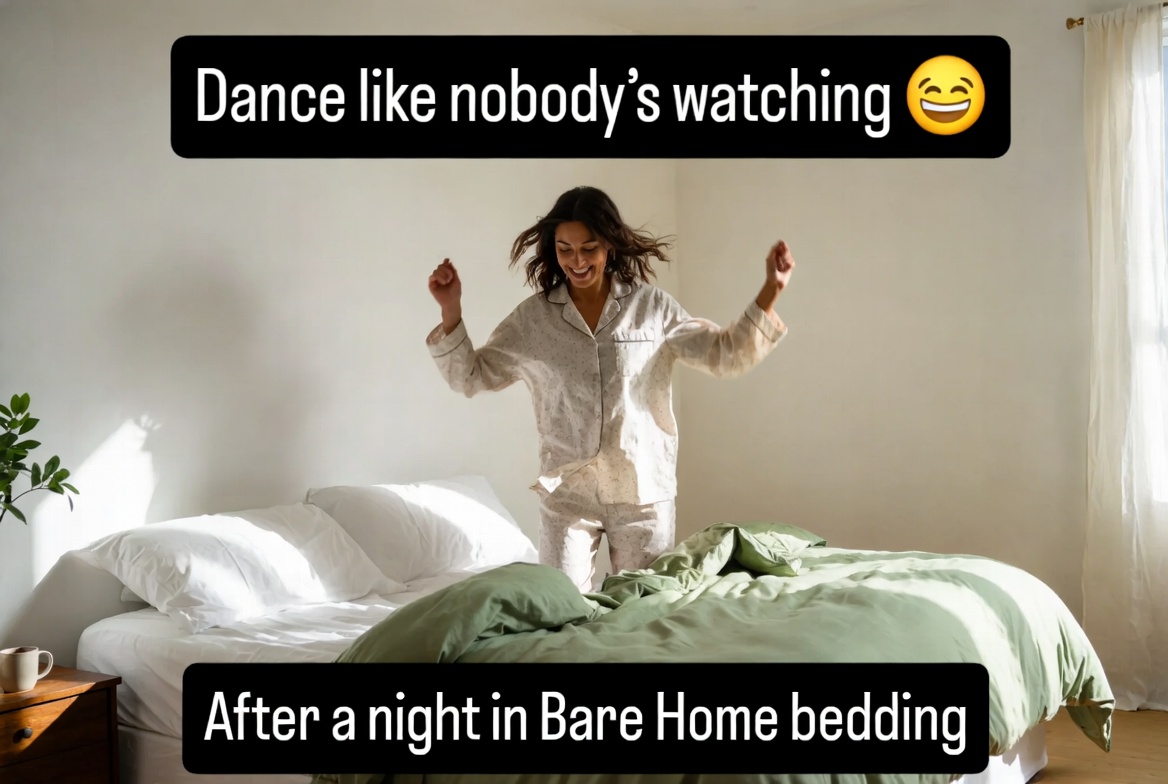 BareHomeLinens's tweet photo. Dance like nobody’s watching… but first, get the deep sleep that gives you the energy to move! 🌿 Our bamboo and organic cotton sheets keep you cool and comfortable all night so you wake up ready to groove.
Who else dances in the kitchen first thing? Drop your go-to move 👇 Shop Spring Refresh → https://t.co/ncaCtSkbyZ
#BareHome #DanceDay #BetterSleep #MorningEnergy