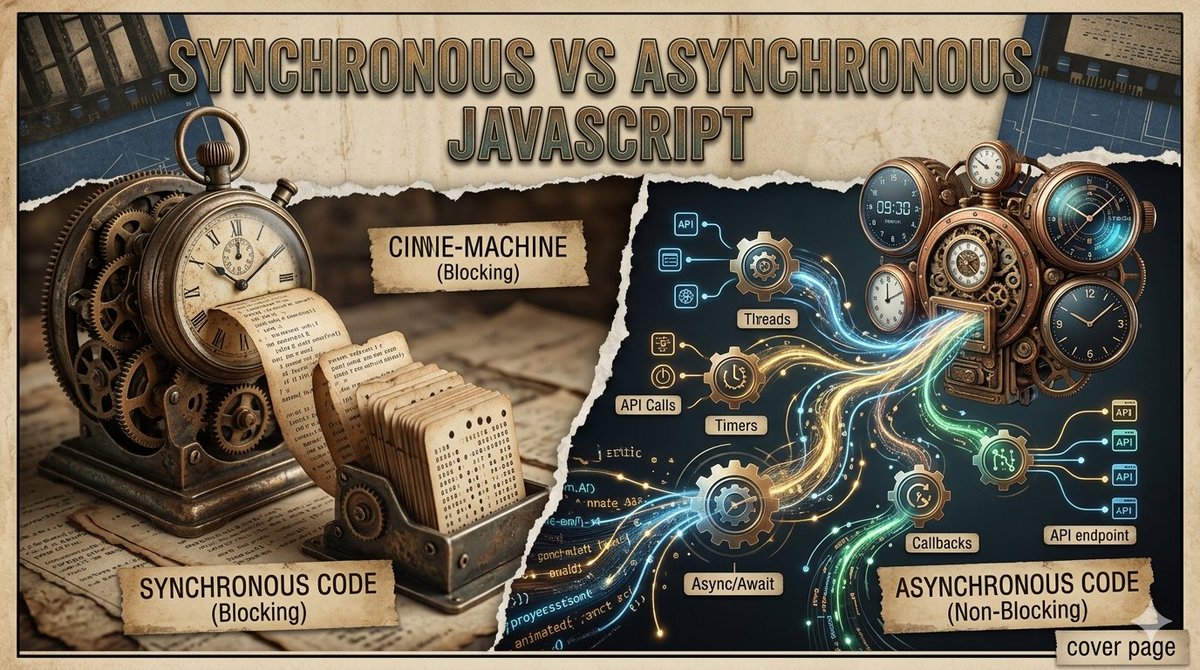 DineshSwami001's tweet photo. New Blog — Sync vs Async in JavaScript
Blocking vs non-blocking — the core of JS behavior.

Covered:
 • Synchronous execution
 • Asynchronous flow
 • Why JS needs async
 • API calls &amp; timers
 • Problems with blocking code

Understand how JS really runs

#chaicode #AsyncJS https://t.co/KQXQUpzkbw