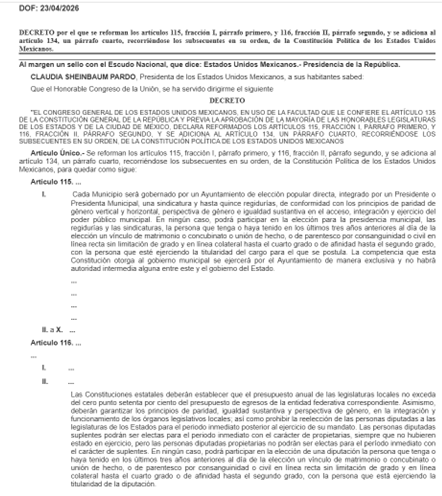 MaricarmenNava's tweet photo. Con la #ReformaElectoral publicada en @DOF_SEGOB  23abr26, se acotó la soberanía de congresos locales p determinar libremente su presupuesto.

Escribí Representación legislativa: costos y democracia en Acta Republicana de @udg_oficial Abona a la reflexión

https://t.co/5OarJLvO2Z https://t.co/Aht7Q4jOtg