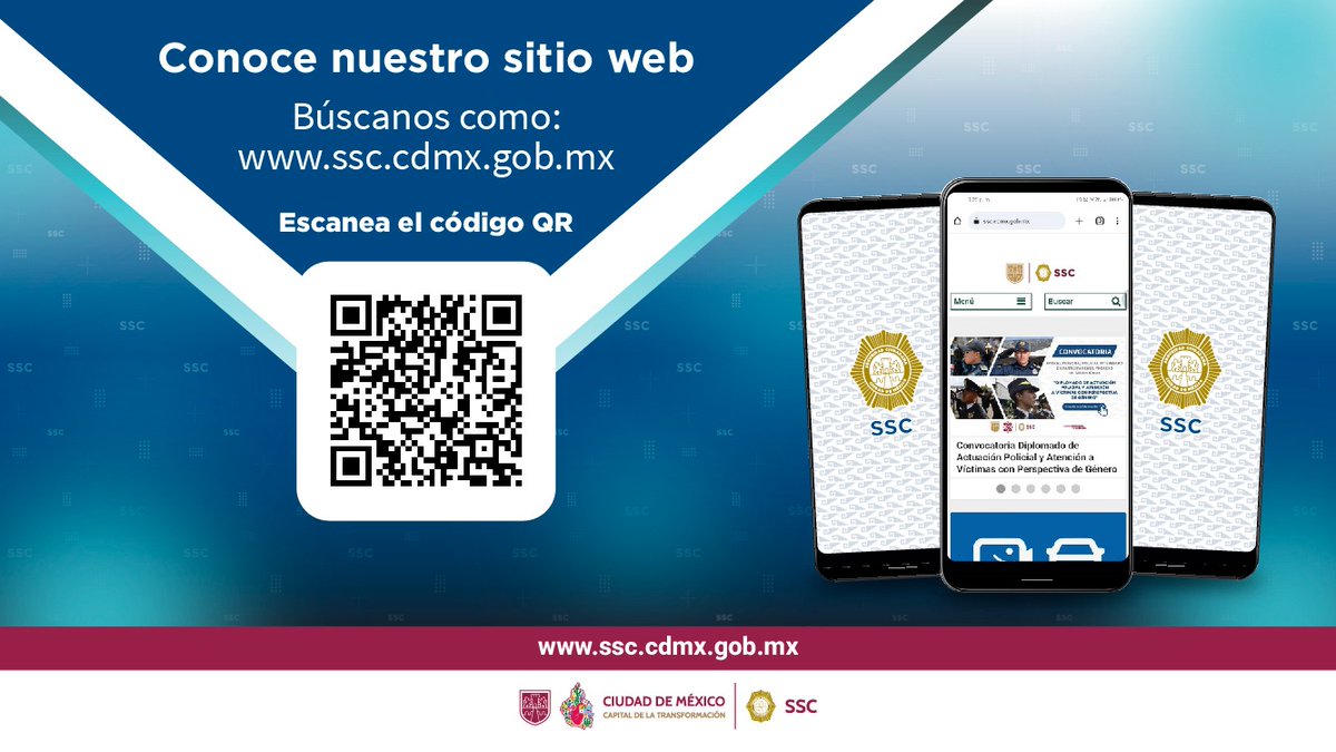 SSC_CDMX's tweet image. #SSC | 🌐 Si deseas saber información sobre convocatorias, historias de éxito, nuestros agrupamientos u otros temas en materia de seguridad y prevención, visita nuestra página web 👉🏼 bit.ly/3QSm9RY