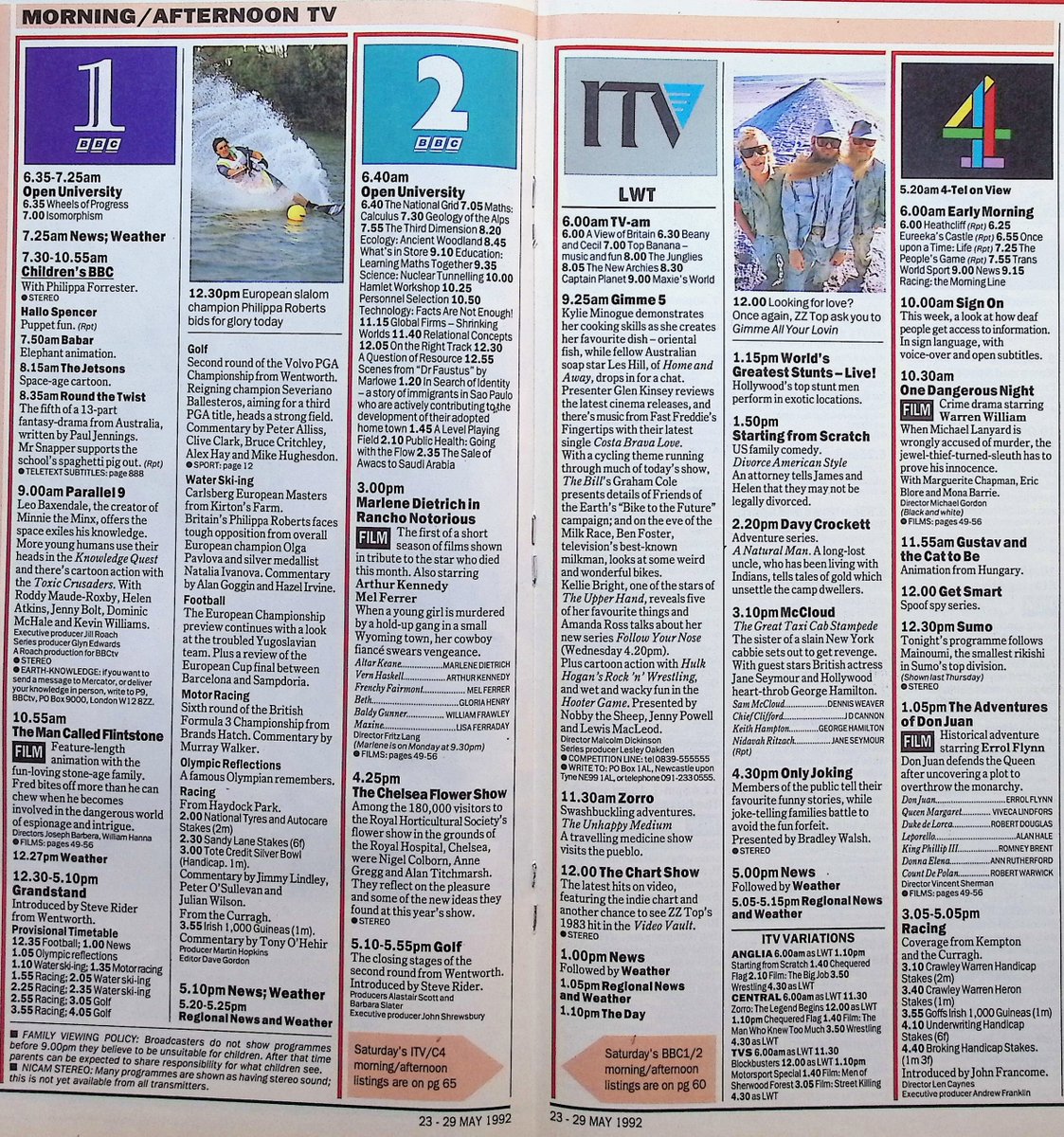 TvDidYouSee's tweet photo. #OnThisDay 23 May 1992 📺TV Listings
#KylieMinogue demonstrates her cooking skills in GIMME 5.
A bomb attack in #Casualty.
#AmandaBarrie is Wayne Dobson's assistant in A KIND OF MAGIC.
#RayBrooks' GROWING PAINS continues.
#KevinDillon stars in adventure serial FRANKIE'S HOUSE. https://t.co/5I5qsjI2WQ