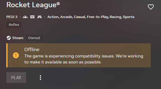ionut666's tweet photo. @RL_Status The game is no longer working on Nvidia Geforce Now! https://t.co/3Yqj5c030N